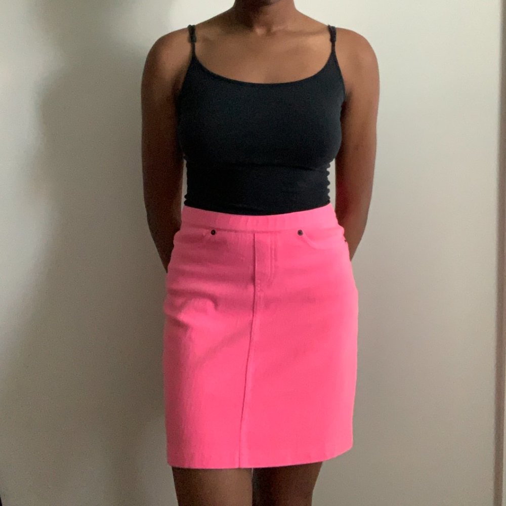 HUE Pink Cotton Mini Skirt